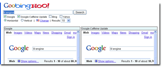 Goobinghoo - side by side SERP comparison