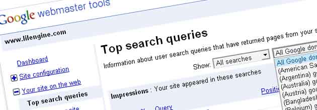 top search queries - Google webmaster tools