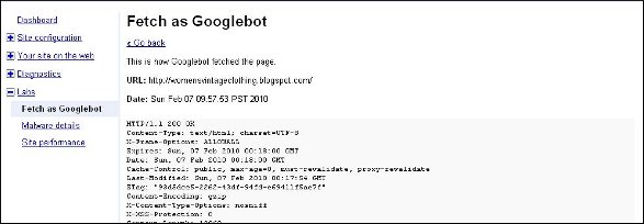 googlebot view of page