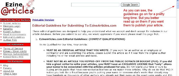 ezine guidelines