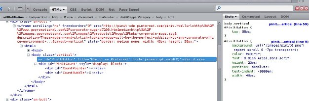 Firebug Pinterest Button Analysis