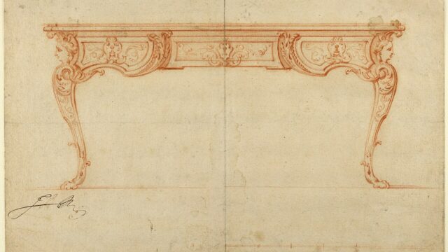 Drawing, elevation of a writing desk bureau plat , ch