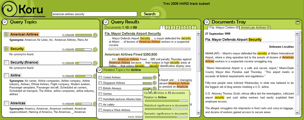 Koru search engine