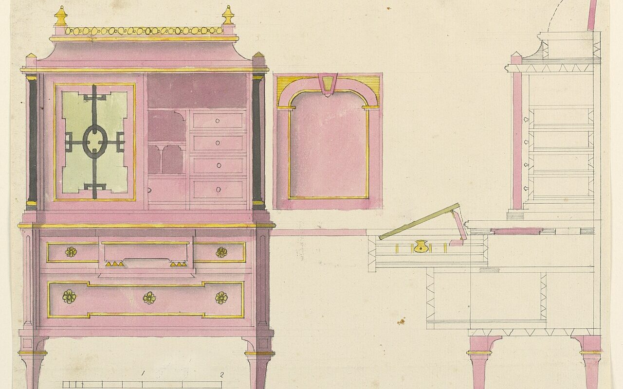 Drawing, design for a writing desk, ca ch