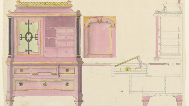 Drawing, design for a writing desk, ca ch