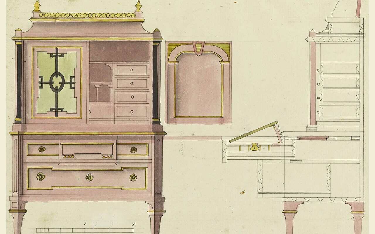 Drawing, design for a writing desk, ca ch