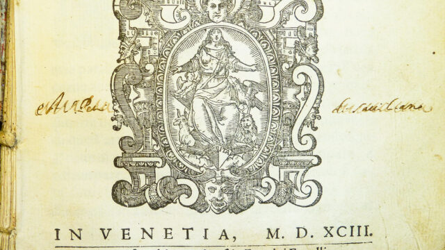 Two ownership inscriptions; device of printers fabio and agostino zoppini