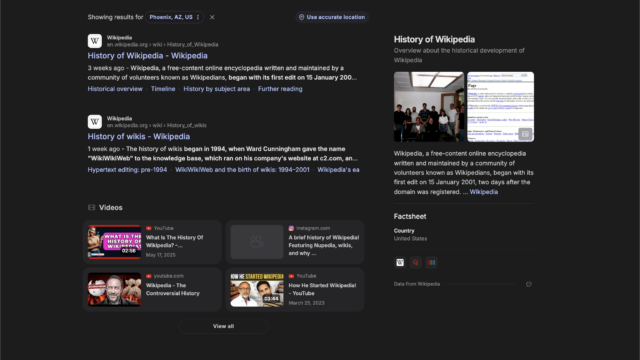 Brave search engine results page serp
