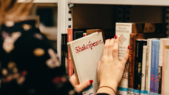 A girl in a library