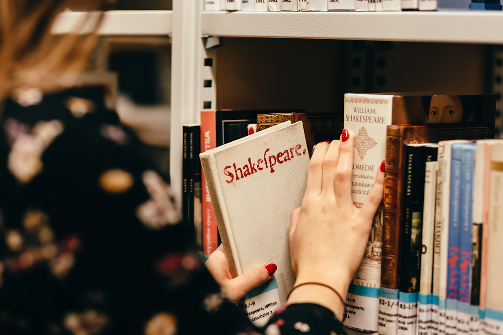A girl in a library