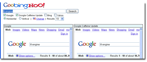 goobinghoo_search Goobinghoo - side by side SERP comparison