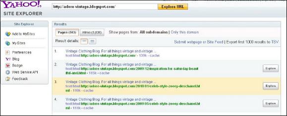 yahoo site explorer yahoo site explorer
