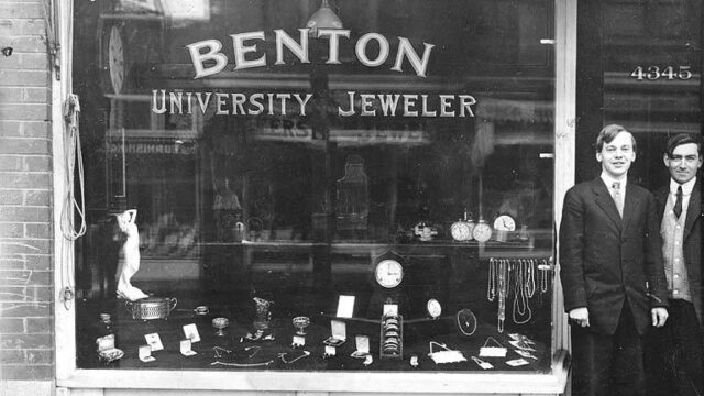 Benton university jeweler shop storefront, probably between and seattle