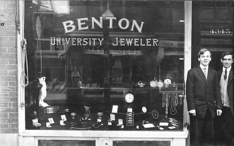 Benton university jeweler shop storefront, probably between and seattle