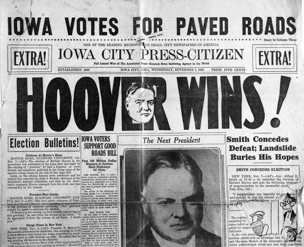 Hoover wins! iowa city press citizen newspaper