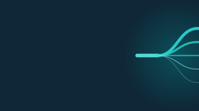 Abstract header graphic in teal on navy: a single stream fanning out into bands of decreasing weight.