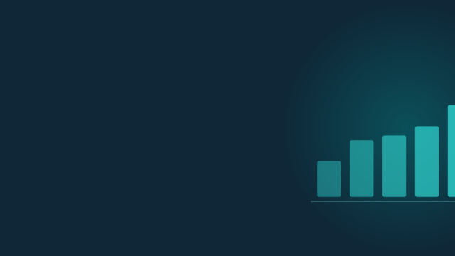 Abstract header graphic in teal on navy: a row of ascending bars with a marker above the tallest.