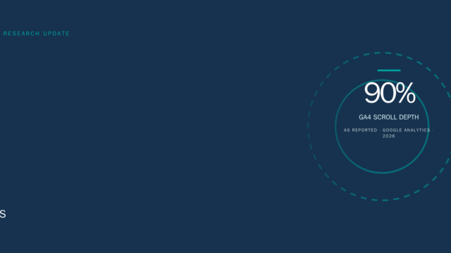 Web Moves header graphic for analytics, showing the GA4 enhanced-measurement scroll event at 90 percent vertical depth.