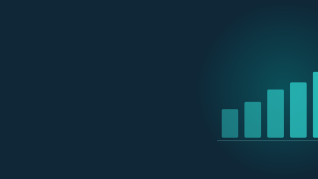 Abstract header graphic in teal on navy: a row of ascending bars with a marker above the tallest.