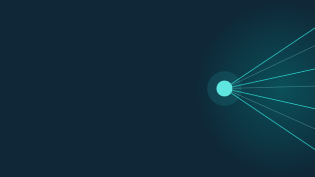 Abstract header graphic in teal on navy: rays spreading from a bright point out to scattered nodes.