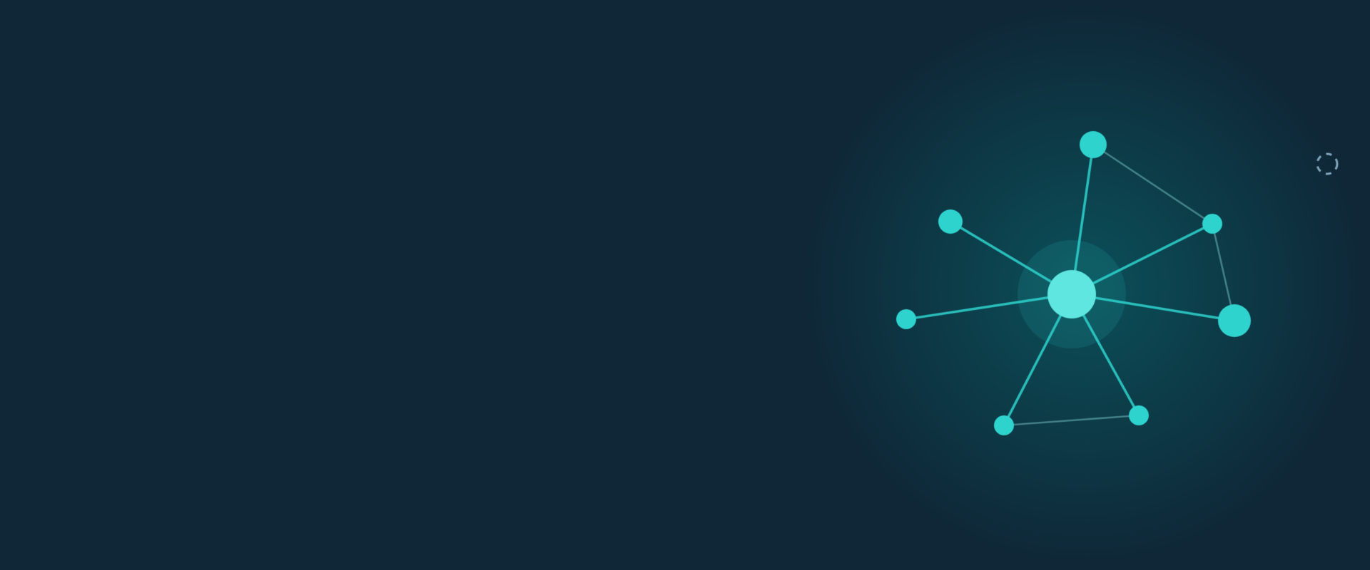 Abstract header graphic in teal on navy: a central hub linked out to surrounding nodes, with one dashed node that nothing connects to.