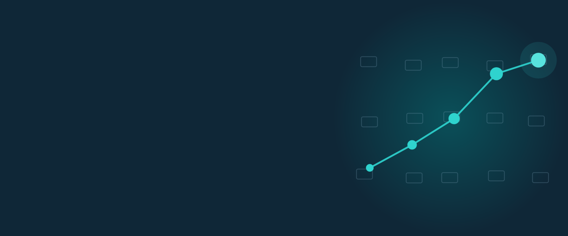 Abstract header graphic in teal on navy: a path stepping upward through a field of candidate blocks, the markers growing along the way.