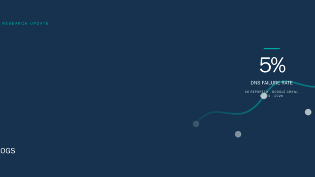 Web Moves header graphic showing a 5 percent DNS failure rate from Google Crawl Stats, beside a server log motif.